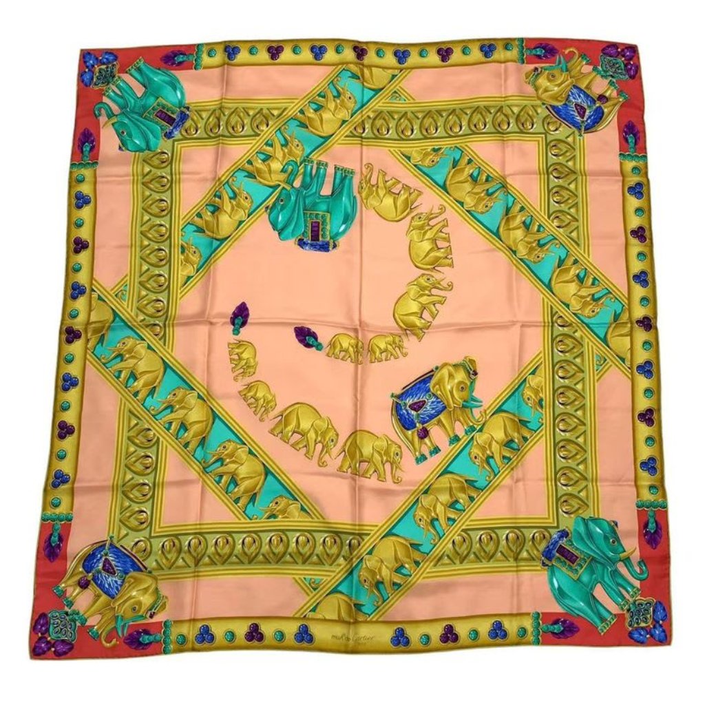 Cartier Large Scarf Silk Elephant Jewelry Multicolor